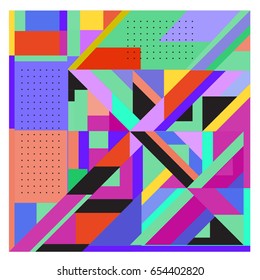 Trendy geometric elements memphis greeting cards design. Retro style texture, pattern and elements. Modern abstract design poster and cover template