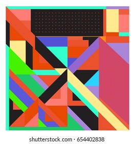 Trendy geometric elements memphis greeting cards design. Retro style texture, pattern and elements. Modern abstract design poster and cover template