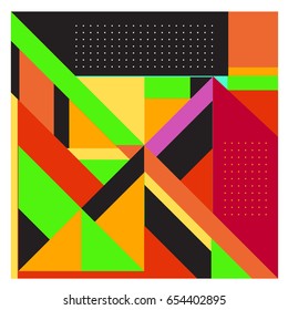 Trendy geometric elements memphis greeting cards design. Retro style texture, pattern and elements. Modern abstract design poster and cover template