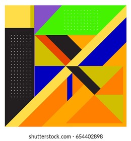 Trendy geometric elements memphis greeting cards design. Retro style texture, pattern and elements. Modern abstract design poster and cover template