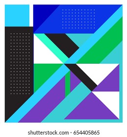Trendy geometric elements memphis greeting cards design. Retro style texture, pattern and elements. Modern abstract design poster and cover template
