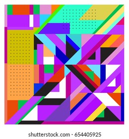 Trendy geometric elements memphis greeting cards design. Retro style texture, pattern and elements. Modern abstract design poster and cover template