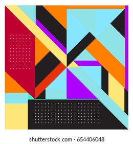 Trendy geometric elements memphis greeting cards design. Retro style texture, pattern and elements. Modern abstract design poster and cover template