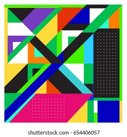 Trendy geometric elements memphis greeting cards design. Retro style texture, pattern and elements. Modern abstract design poster and cover template