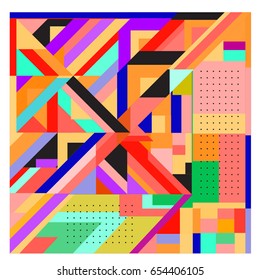 Trendy geometric elements memphis greeting cards design. Retro style texture, pattern and elements. Modern abstract design poster and cover template