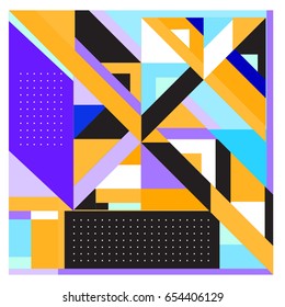 Trendy geometric elements memphis greeting cards design. Retro style texture, pattern and elements. Modern abstract design poster and cover template