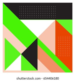Trendy geometric elements memphis greeting cards design. Retro style texture, pattern and elements. Modern abstract design poster and cover template
