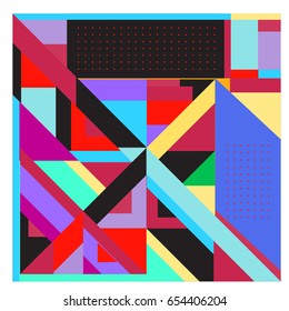 Trendy geometric elements memphis greeting cards design. Retro style texture, pattern and elements. Modern abstract design poster and cover template