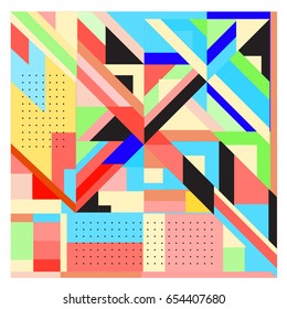 Trendy geometric elements memphis greeting cards design. Retro style texture, pattern and elements. Modern abstract design poster and cover template