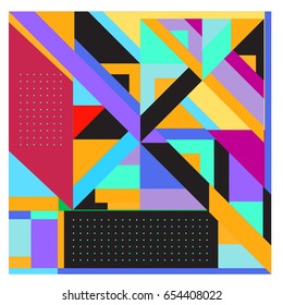 Trendy geometric elements memphis greeting cards design. Retro style texture, pattern and elements. Modern abstract design poster and cover template