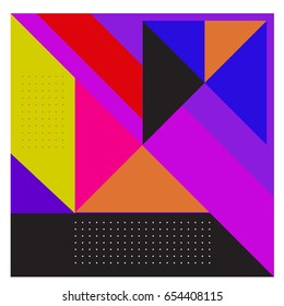 Trendy geometric elements memphis greeting cards design. Retro style texture, pattern and elements. Modern abstract design poster and cover template