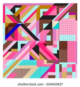 Trendy geometric elements memphis greeting cards design. Retro style texture, pattern and elements. Modern abstract design poster and cover template