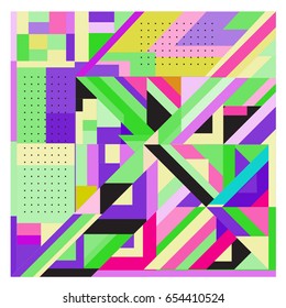 Trendy geometric elements memphis greeting cards design. Retro style texture, pattern and elements. Modern abstract design poster and cover template