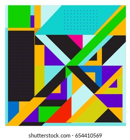 Trendy geometric elements memphis greeting cards design. Retro style texture, pattern and elements. Modern abstract design poster and cover template