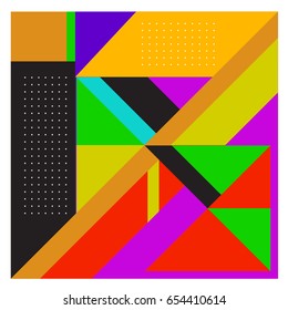 Trendy geometric elements memphis greeting cards design. Retro style texture, pattern and elements. Modern abstract design poster and cover template