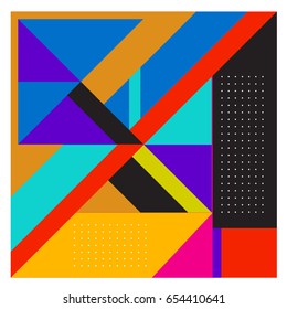 Trendy geometric elements memphis greeting cards design. Retro style texture, pattern and elements. Modern abstract design poster and cover template