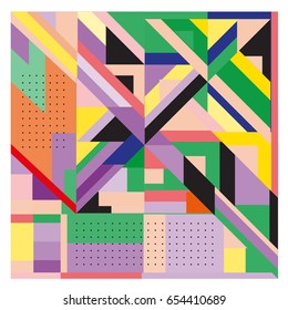 Trendy geometric elements memphis greeting cards design. Retro style texture, pattern and elements. Modern abstract design poster and cover template