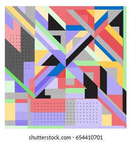 Trendy geometric elements memphis greeting cards design. Retro style texture, pattern and elements. Modern abstract design poster and cover template