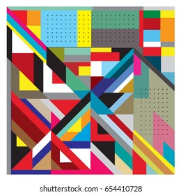 Trendy geometric elements memphis greeting cards design. Retro style texture, pattern and elements. Modern abstract design poster and cover template