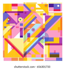 Trendy geometric elements memphis greeting cards design. Retro style texture, pattern and elements. Modern abstract design poster and cover template