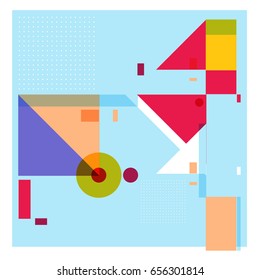 Trendy geometric elements memphis greeting cards design. Retro style texture, pattern and elements. Modern abstract design poster and cover template