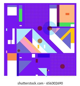 Trendy geometric elements memphis greeting cards design. Retro style texture, pattern and elements. Modern abstract design poster and cover template