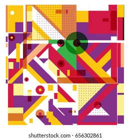 Trendy geometric elements memphis greeting cards design. Retro style texture, pattern and elements. Modern abstract design poster and cover template