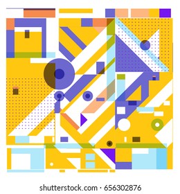 Trendy geometric elements memphis greeting cards design. Retro style texture, pattern and elements. Modern abstract design poster and cover template