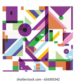 Trendy geometric elements memphis greeting cards design. Retro style texture, pattern and elements. Modern abstract design poster and cover template