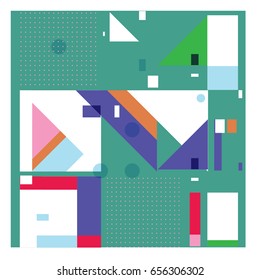 Trendy geometric elements memphis greeting cards design. Retro style texture, pattern and elements. Modern abstract design poster and cover template