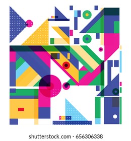 Trendy geometric elements memphis greeting cards design. Retro style texture, pattern and elements. Modern abstract design poster and cover template