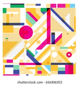 Trendy geometric elements memphis greeting cards design. Retro style texture, pattern and elements. Modern abstract design poster and cover template