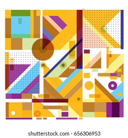 Trendy geometric elements memphis greeting cards design. Retro style texture, pattern and elements. Modern abstract design poster and cover template