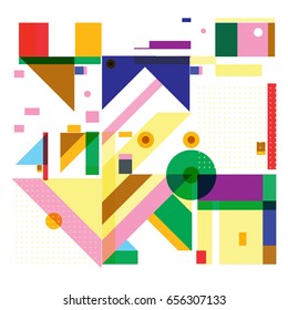 Trendy geometric elements memphis greeting cards design. Retro style texture, pattern and elements. Modern abstract design poster and cover template