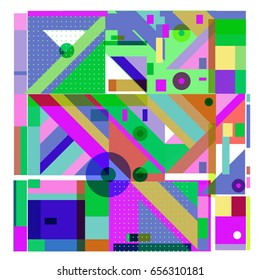 Trendy geometric elements memphis greeting cards design. Retro style texture, pattern and elements. Modern abstract design poster and cover template