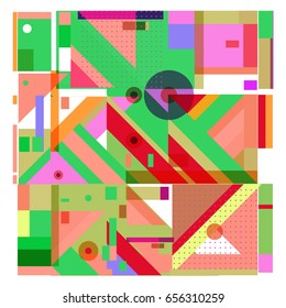 Trendy geometric elements memphis greeting cards design. Retro style texture, pattern and elements. Modern abstract design poster and cover template