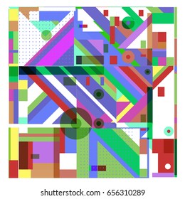 Trendy geometric elements memphis greeting cards design. Retro style texture, pattern and elements. Modern abstract design poster and cover template