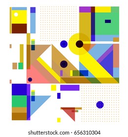 Trendy geometric elements memphis greeting cards design. Retro style texture, pattern and elements. Modern abstract design poster and cover template