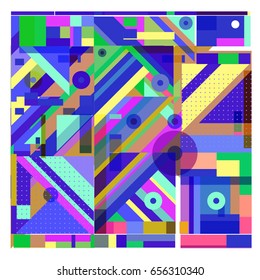 Trendy geometric elements memphis greeting cards design. Retro style texture, pattern and elements. Modern abstract design poster and cover template