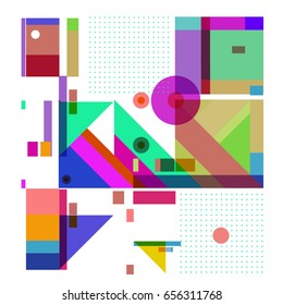 Trendy geometric elements memphis greeting cards design. Retro style texture, pattern and elements. Modern abstract design poster and cover template