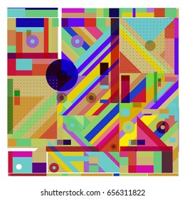 Trendy geometric elements memphis greeting cards design. Retro style texture, pattern and elements. Modern abstract design poster and cover template