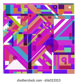 Trendy geometric elements memphis greeting cards design. Retro style texture, pattern and elements. Modern abstract design poster and cover template