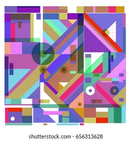 Trendy geometric elements memphis greeting cards design. Retro style texture, pattern and elements. Modern abstract design poster and cover template