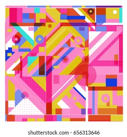 Trendy geometric elements memphis greeting cards design. Retro style texture, pattern and elements. Modern abstract design poster and cover template