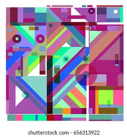 Trendy geometric elements memphis greeting cards design. Retro style texture, pattern and elements. Modern abstract design poster and cover template