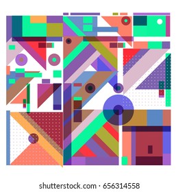 Trendy geometric elements memphis greeting cards design. Retro style texture, pattern and elements. Modern abstract design poster and cover template