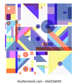 Trendy geometric elements memphis greeting cards design. Retro style texture, pattern and elements. Modern abstract design poster and cover template