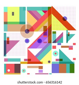 Trendy geometric elements memphis greeting cards design. Retro style texture, pattern and elements. Modern abstract design poster and cover template