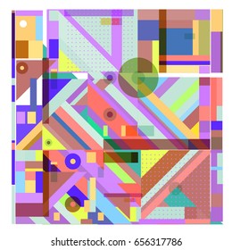 Trendy geometric elements memphis greeting cards design. Retro style texture, pattern and elements. Modern abstract design poster and cover template