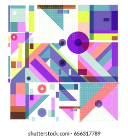 Trendy geometric elements memphis greeting cards design. Retro style texture, pattern and elements. Modern abstract design poster and cover template